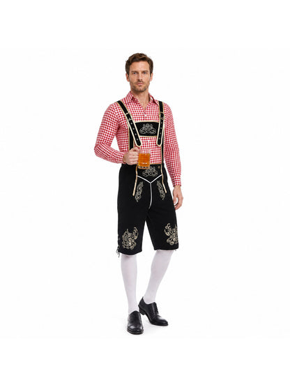Bavarian costume set with shirt, shorts, and suspenders