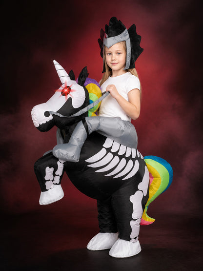 Inflatable Dinosaur Costume, Colorful Skeleton Print Adult Halloween Outfit main product view