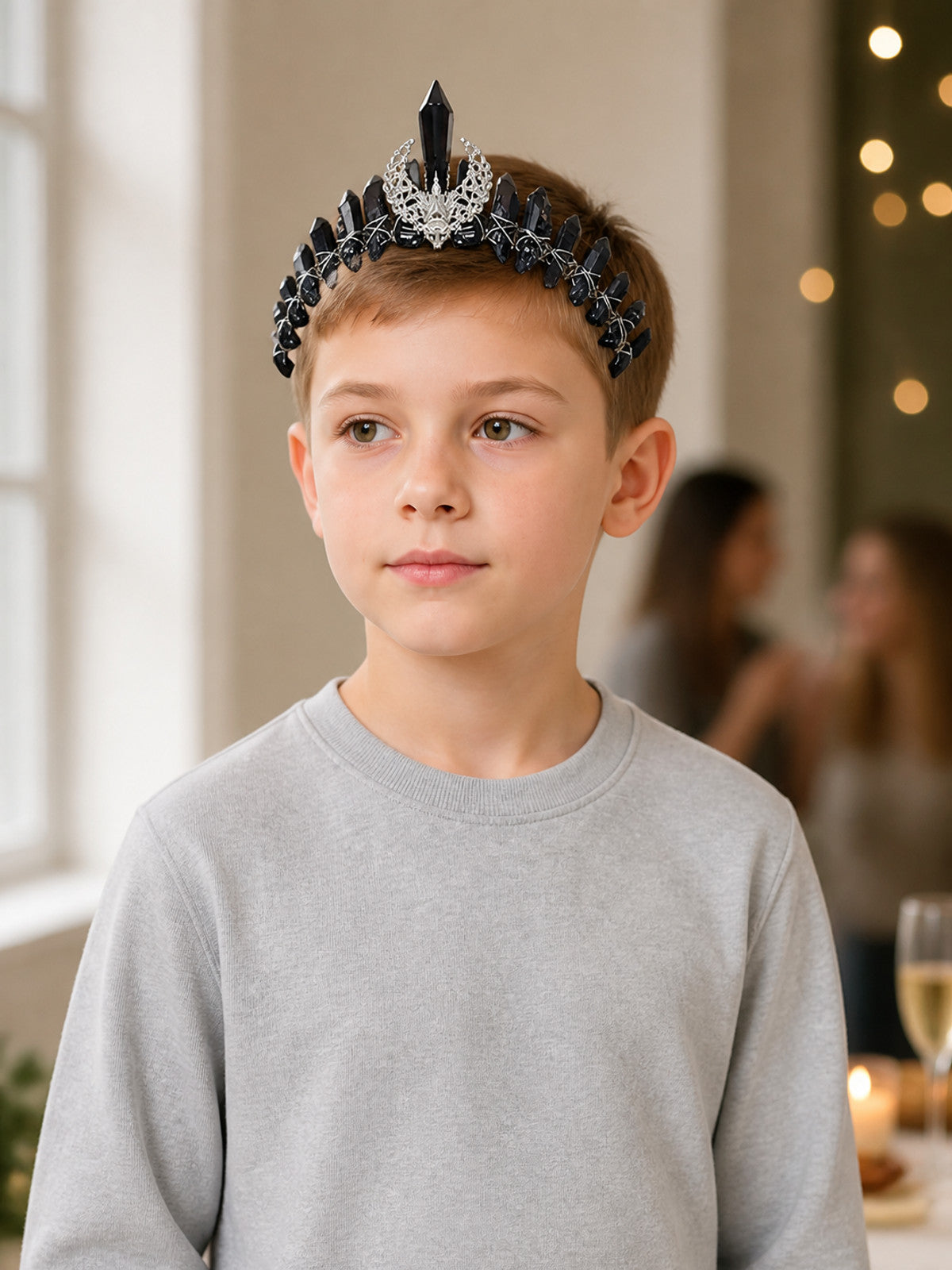 Crown Headband with Black Crystals lifestyle view