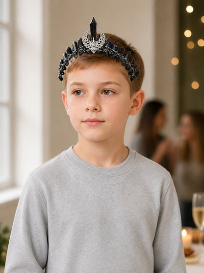 Crown Headband with Black Crystals lifestyle view