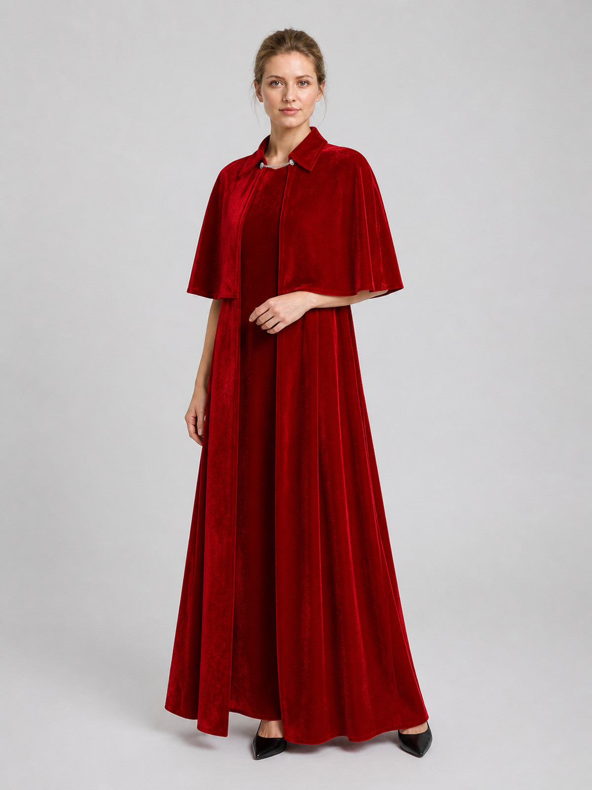 Red Dress and Cape for Vampire Cosplay on Halloween