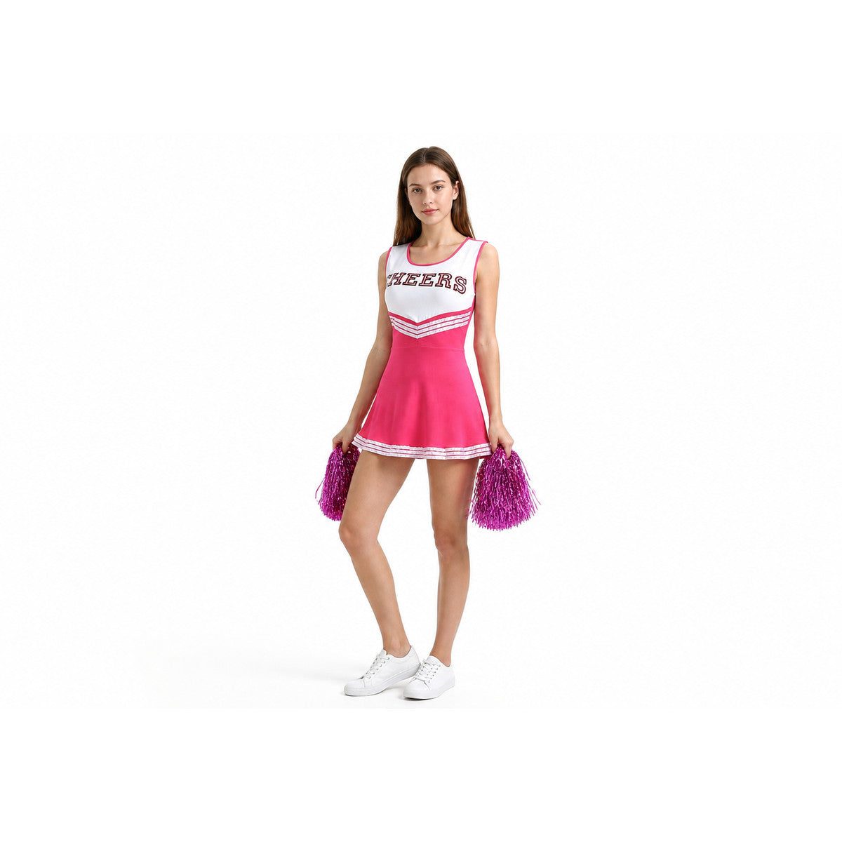 Sleeveless Cheerleading Dress with Pom-Poms