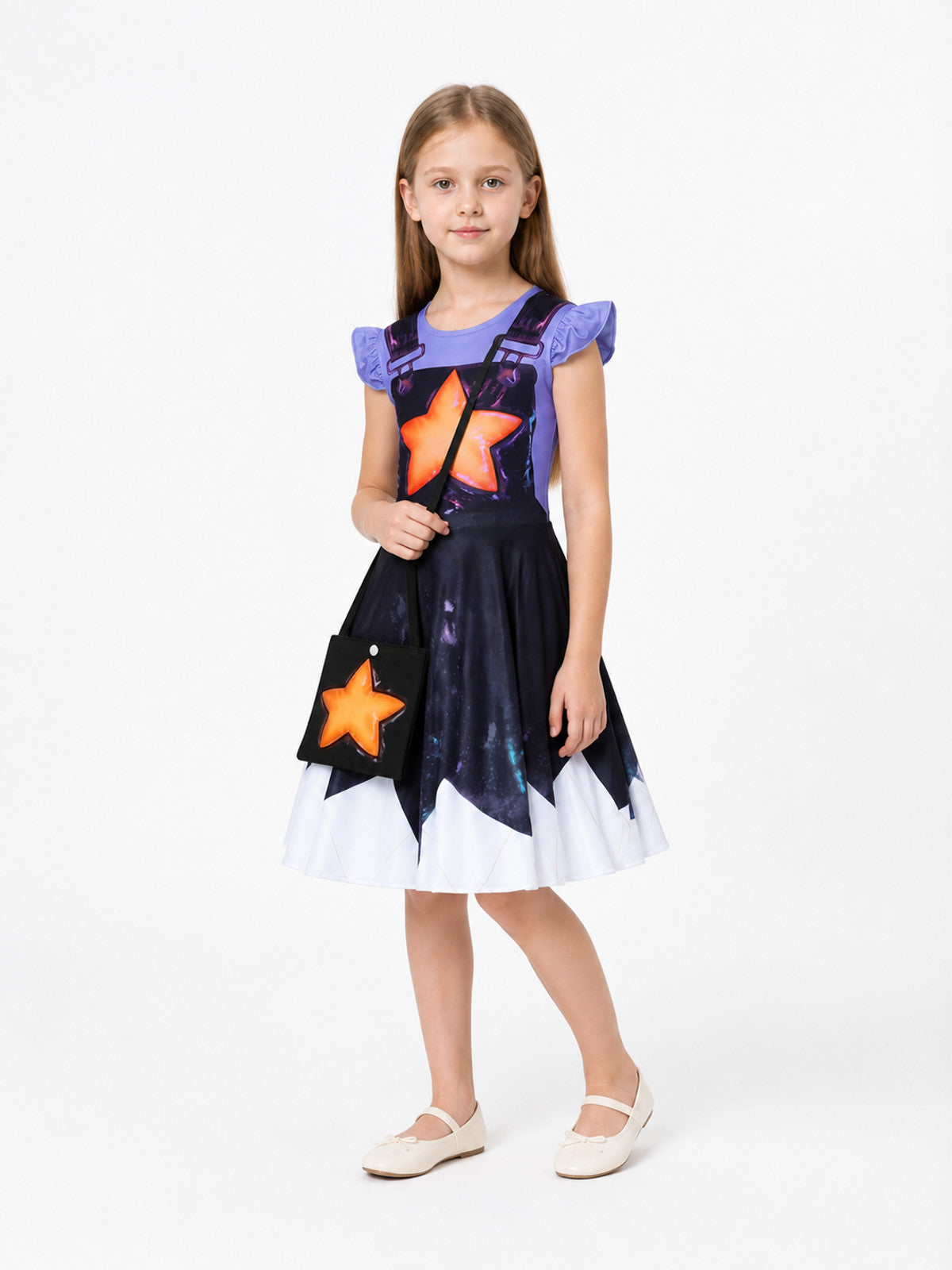 Princess Dress with Orange Star and Bag, 110-160 cm