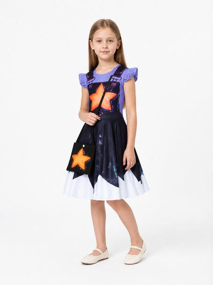 Princess Dress with Orange Star and Bag, 110-160 cm