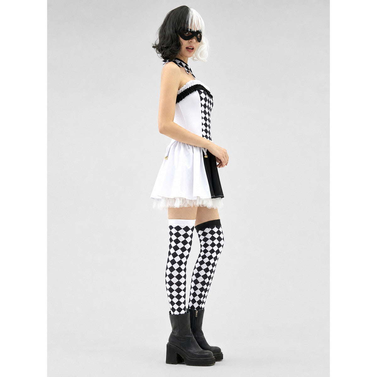 Black-and-White Checkered Clown Costume