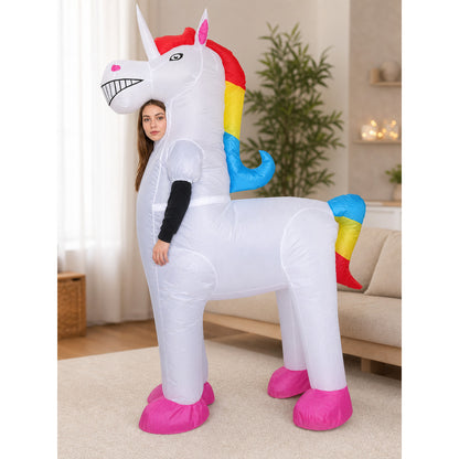 Rainbow Inflatable Unicorn Costume for Parties lifestyle view