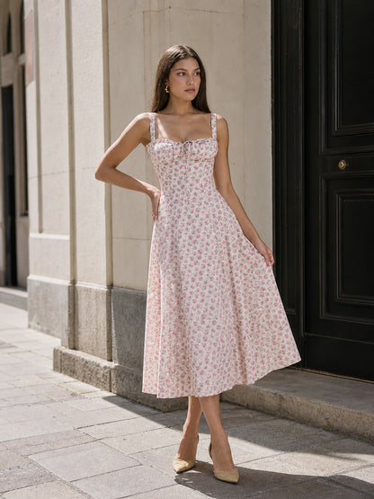 Women's A-Line Midi Dress with a Square Neckline