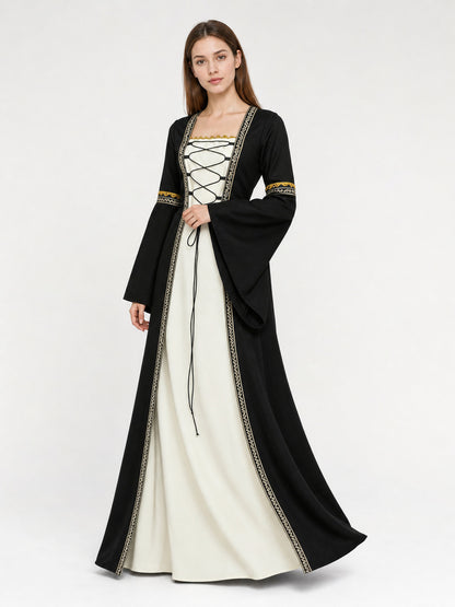 Medieval Halloween Dress Costume with Lace-Up Detailing