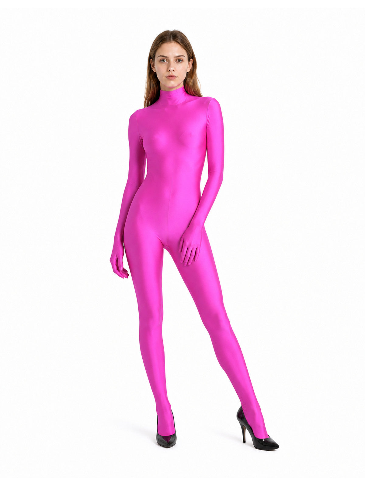 Pink Close-Fitting Ninja Jumpsuit for Halloween Costumes detail