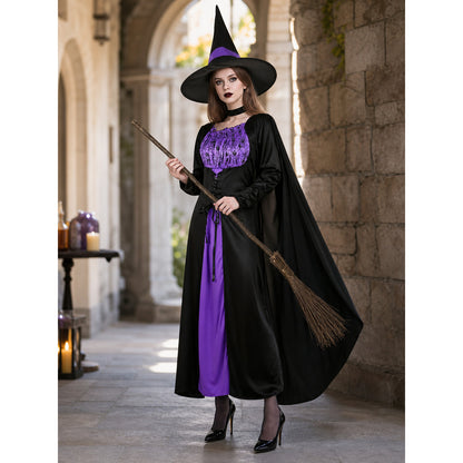 Black Costume Cape with Dress and Hat lifestyle view 2