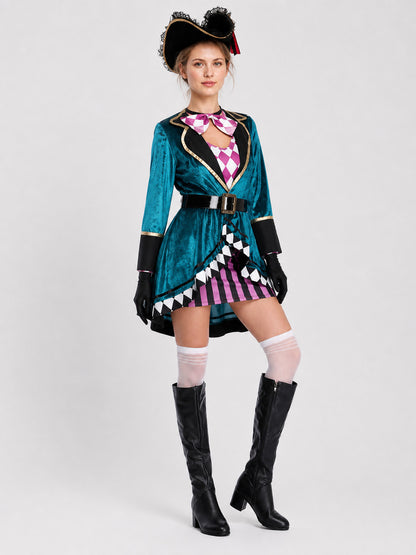 Halloween Pirate Costume with Skirt and Hat, S-XXL