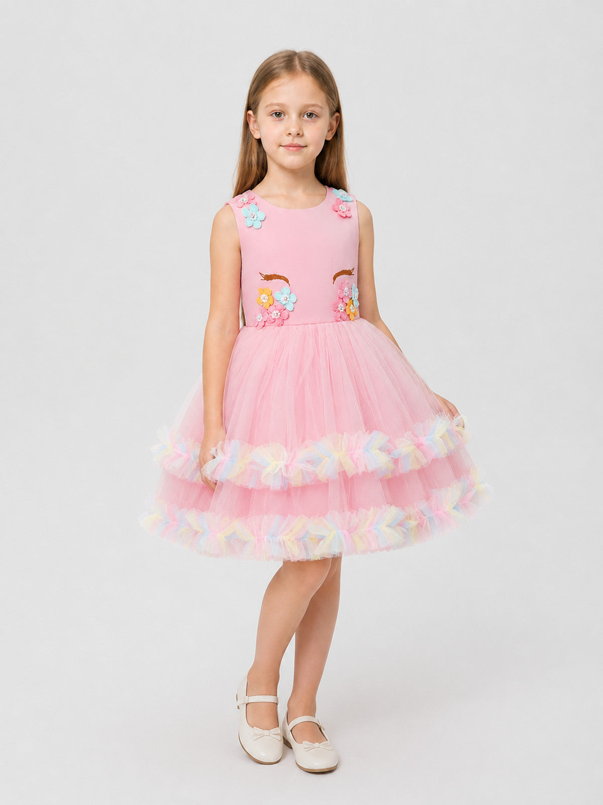 Girls' Princess Dressy Dress with Flowers and Bows Costume Dresses detail