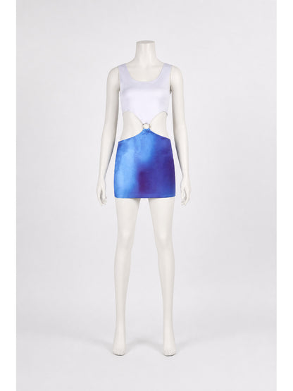 Blue Gradient Short Cutout Cosplay Dress