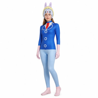 Blue Halloween Jumpsuit with Mask and Ears lifestyle