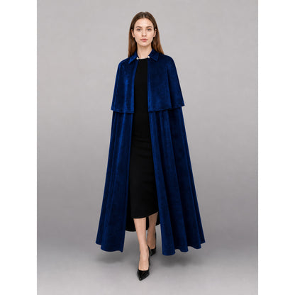 Dark Blue Costume Cape with Stand-Up Collar lifestyle