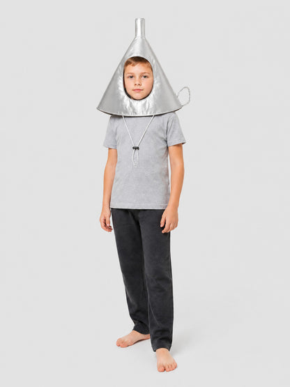 Silver Carnival Tricorn Hat with Chin Cord Costume Headwear detail