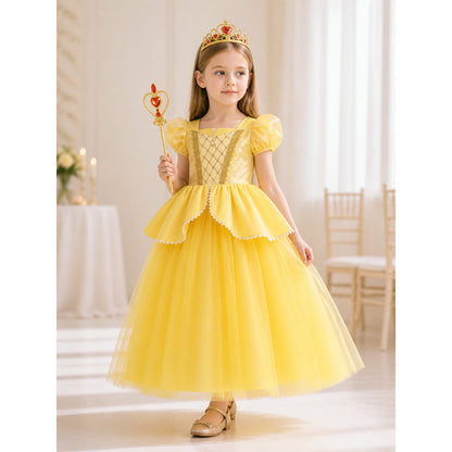 Princess Costume with Yellow Dress for Halloween lifestyle view