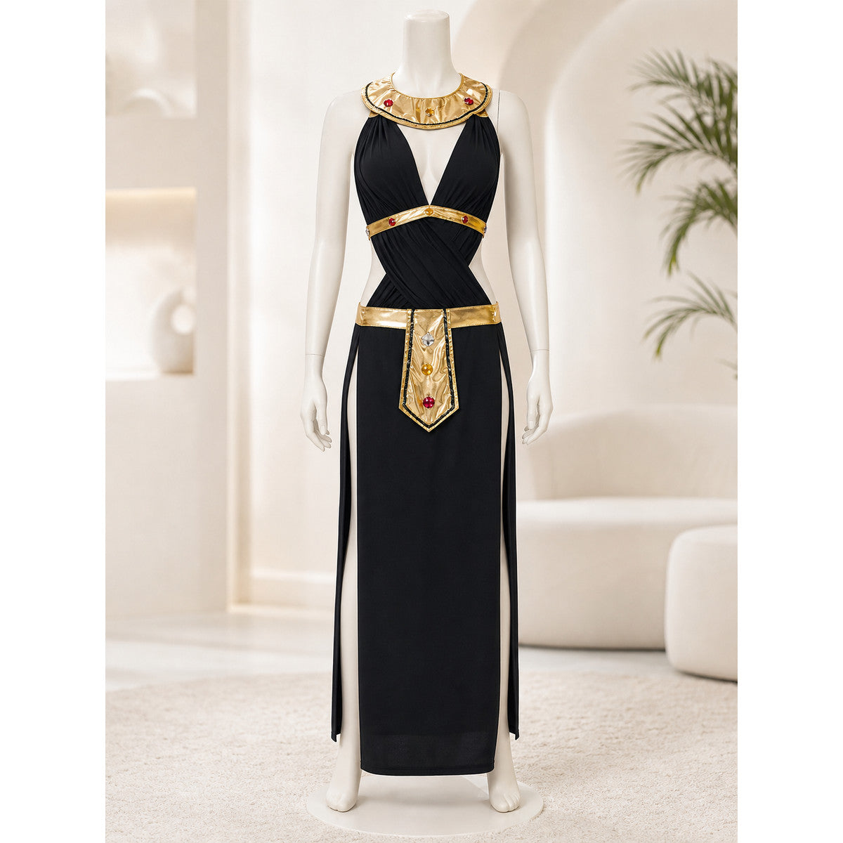 Black Cleopatra Costume with Gold Decoration