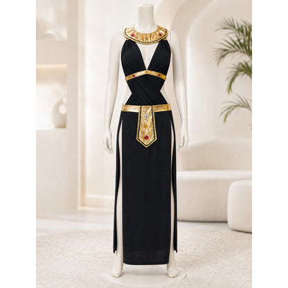 Black Cleopatra Costume with Gold Decoration