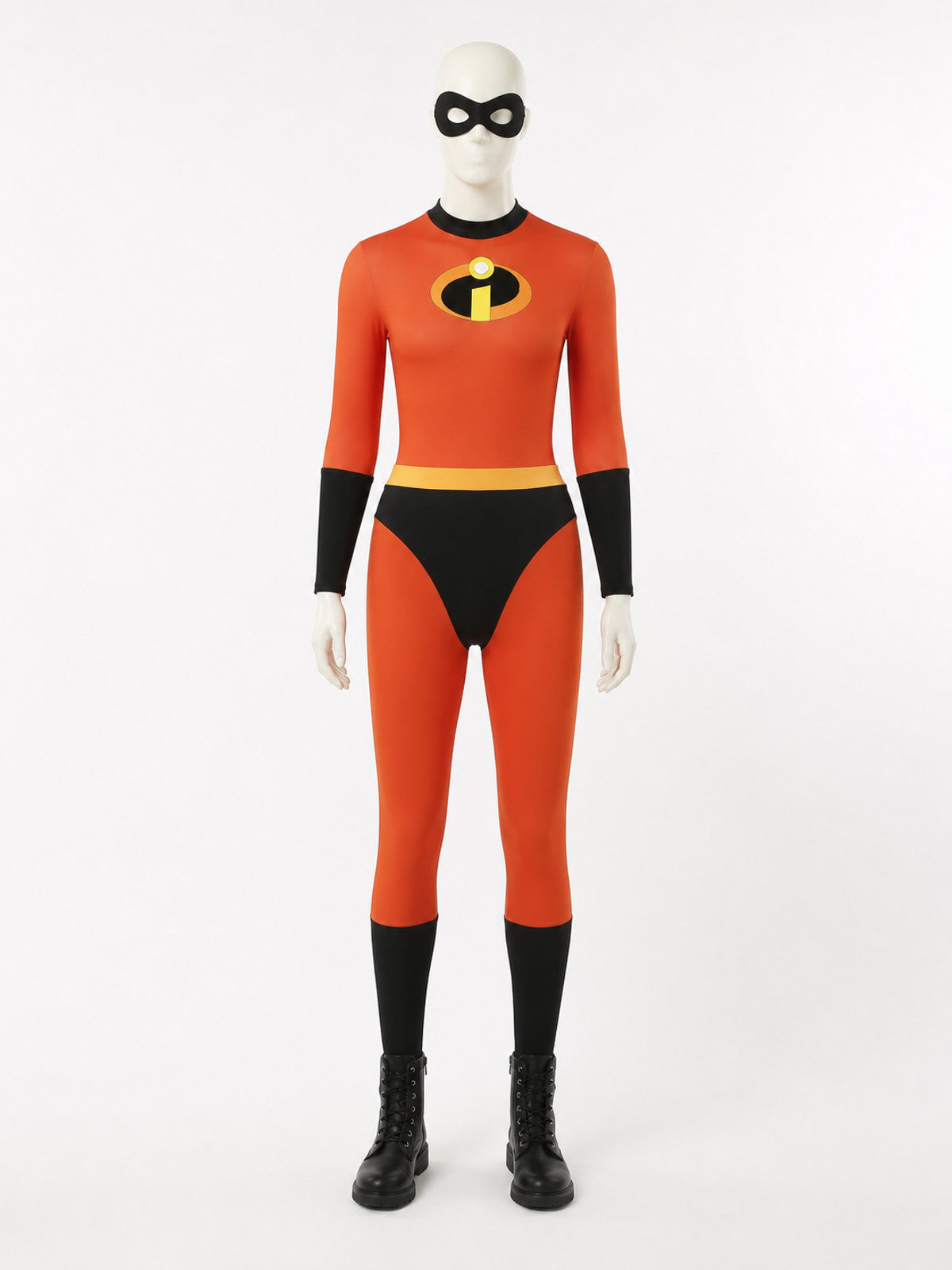 Kids Red Superhero Long Sleeve Bodysuit Halloween Costume, Black & Yellow 'i' main product view