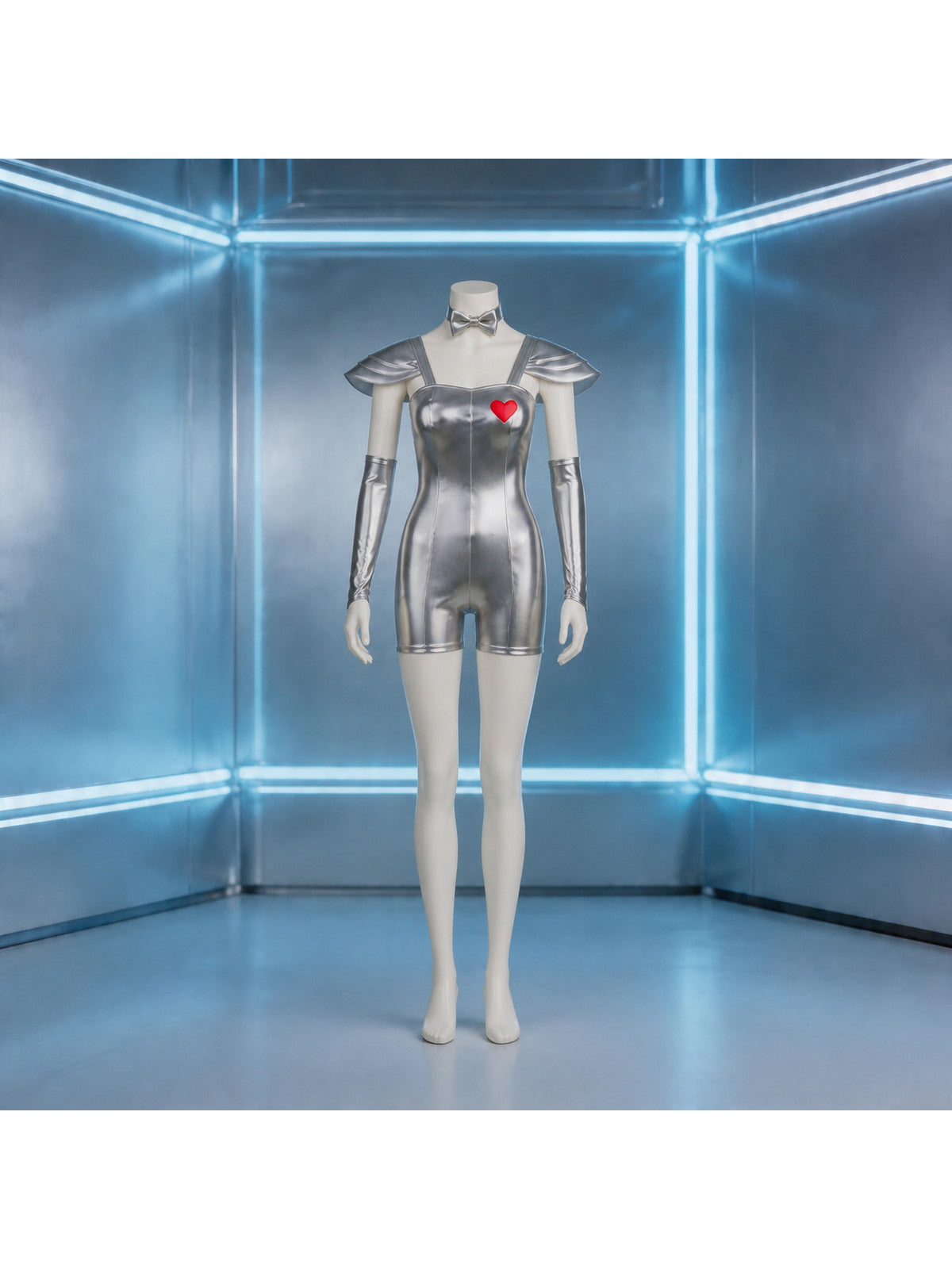 Silver Jumpsuit with Red Heart for Cosplay