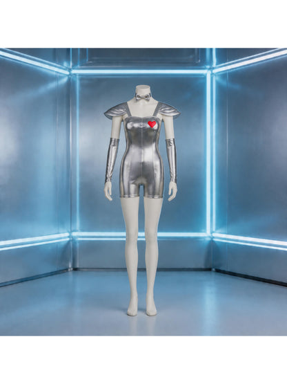 Silver Jumpsuit with Red Heart for Cosplay