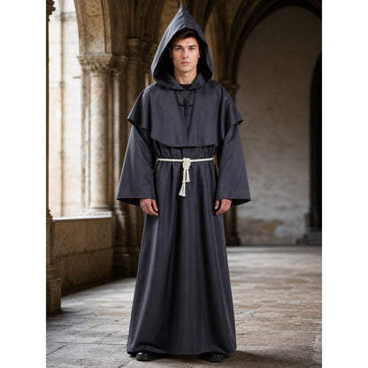 Hooded Monk Costume, Medieval Cloak lifestyle view