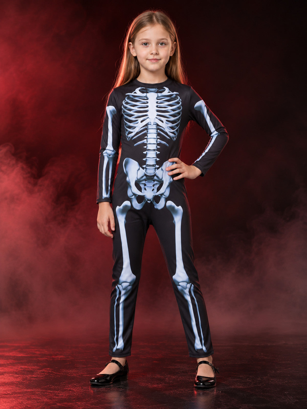 Kids' Skeleton Costume Black Knit
