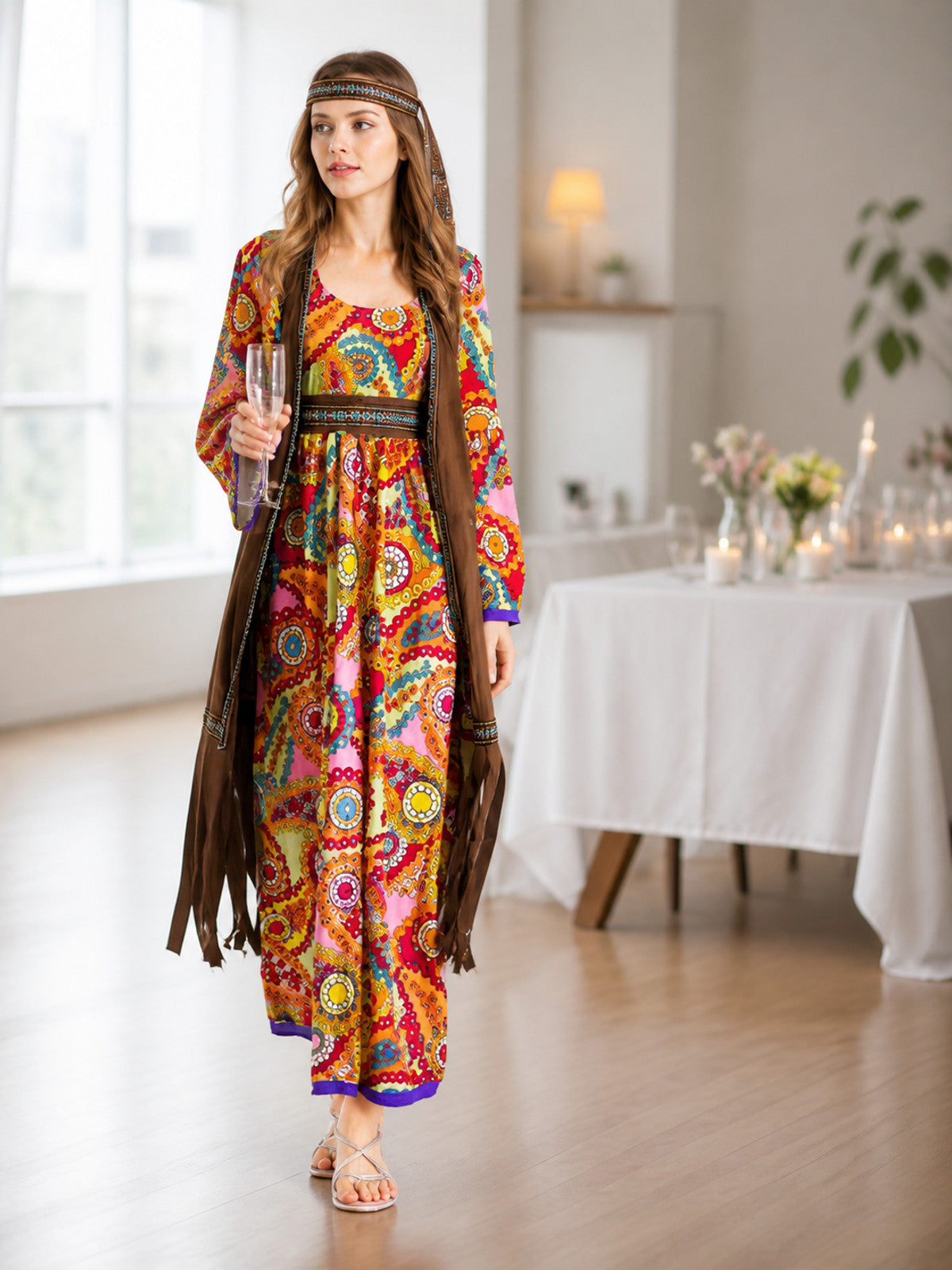 Hippie-Style Carnival Set with Multicolored Print lifestyle view