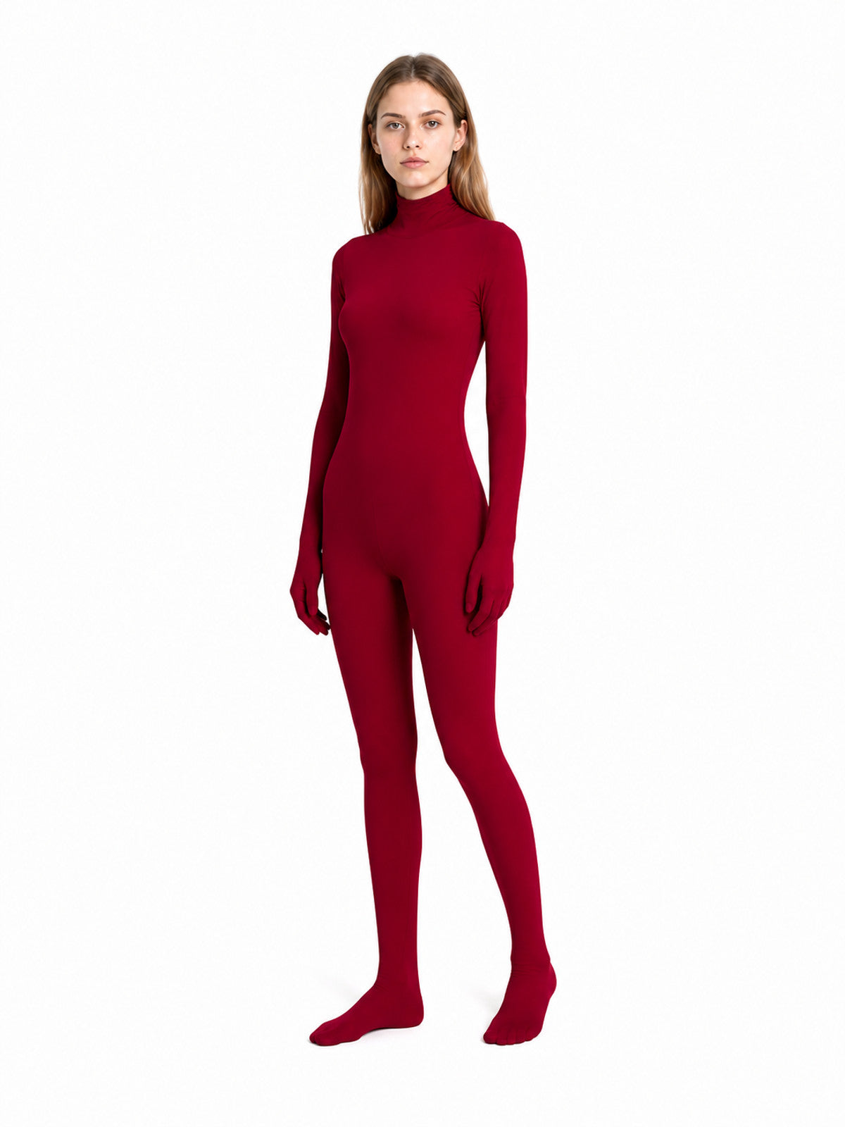 Hooded jumpsuit with covered hands and feet