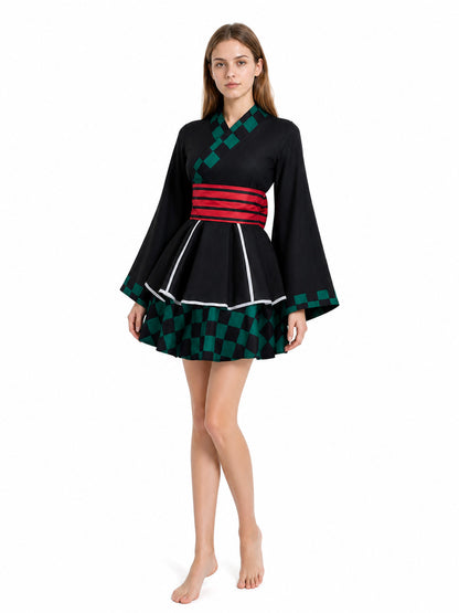 Black Demon Slayer Anime Cosplay Dress Costume Dresses detail