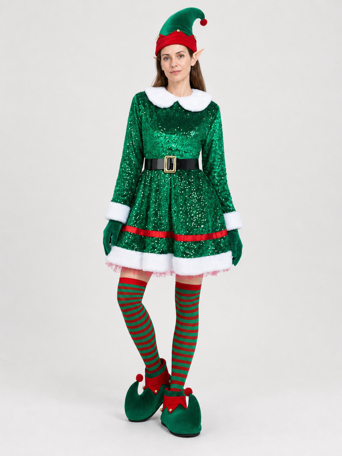 Sequin Elf Costume Dress with Hat and Accessories Costume Dresses detail