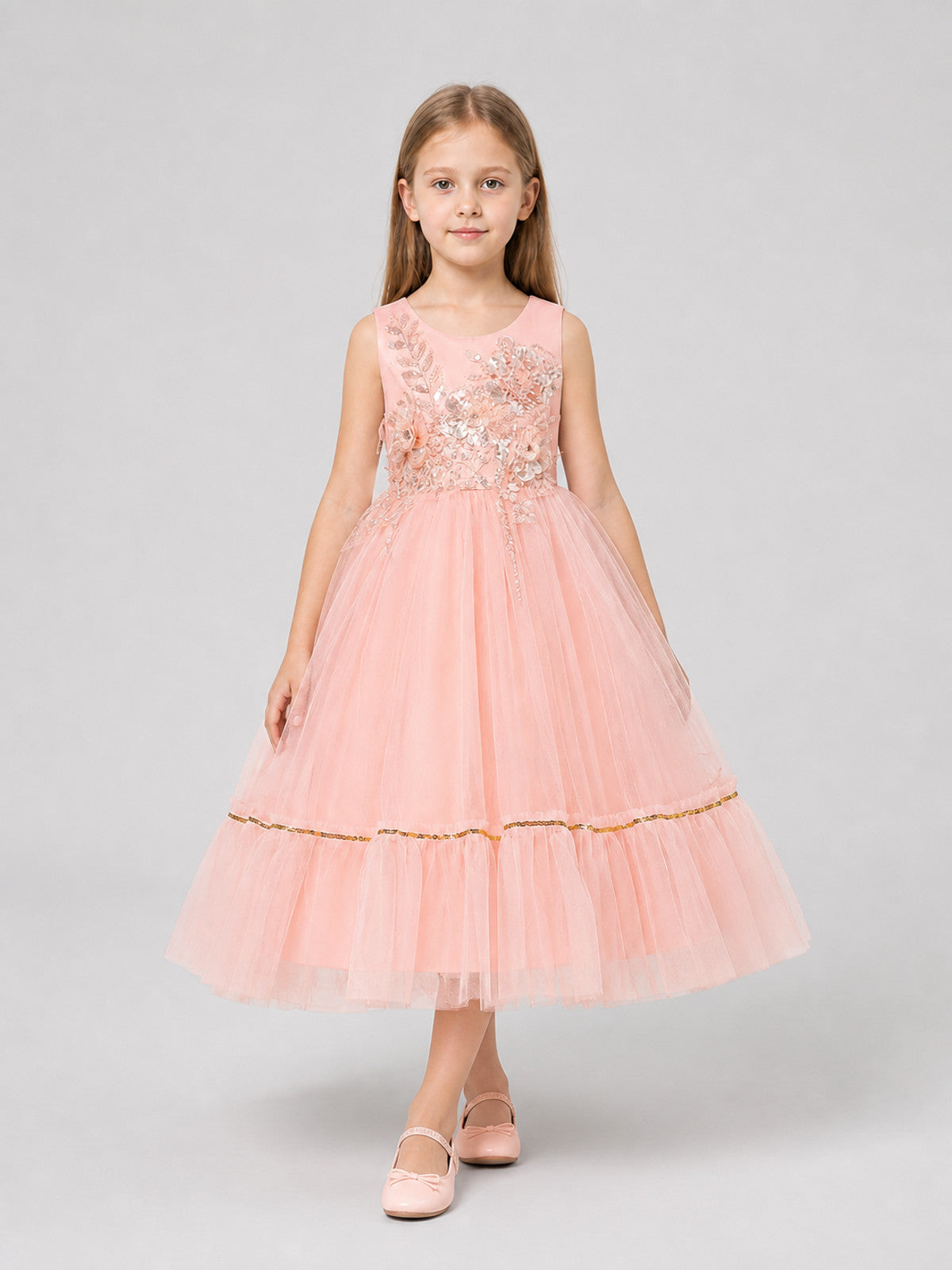 Girls' Full Dress with Embroidery and Sequins Costume Dresses detail