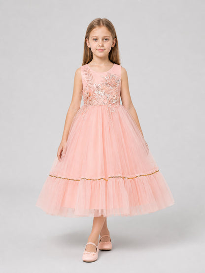 Girls' Full Dress with Embroidery and Sequins Costume Dresses detail
