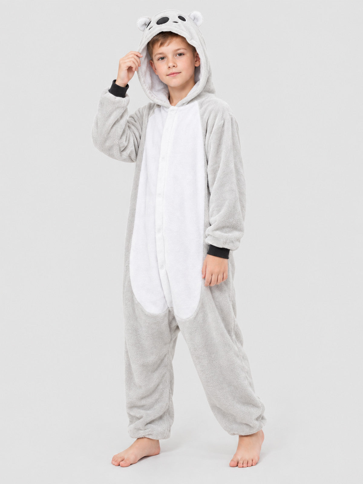 Flannel Hooded Pajama Jumpsuit with Ears