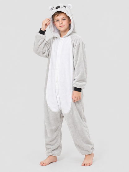 Flannel Hooded Pajama Jumpsuit with Ears