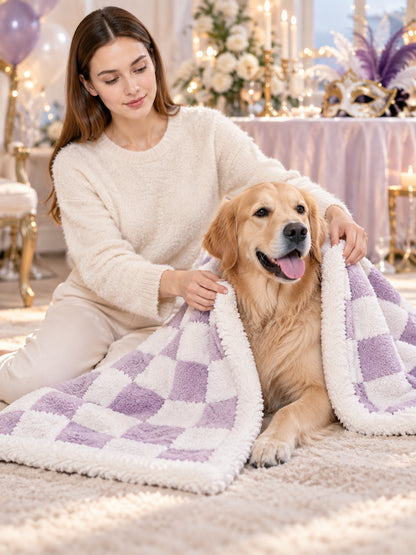 Double-Sided Checkered Pet Blanket lifestyle view