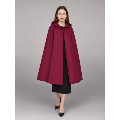 Burgundy Carnival Cloak with Hood and Zipper