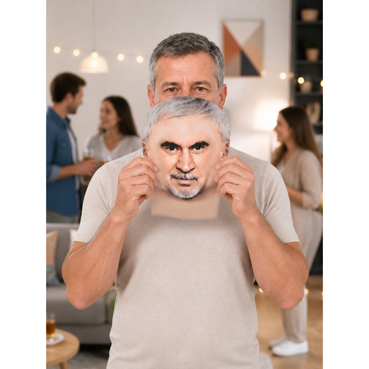 Carnival Mask with Beard and Gray Hair for Halloween lifestyle view