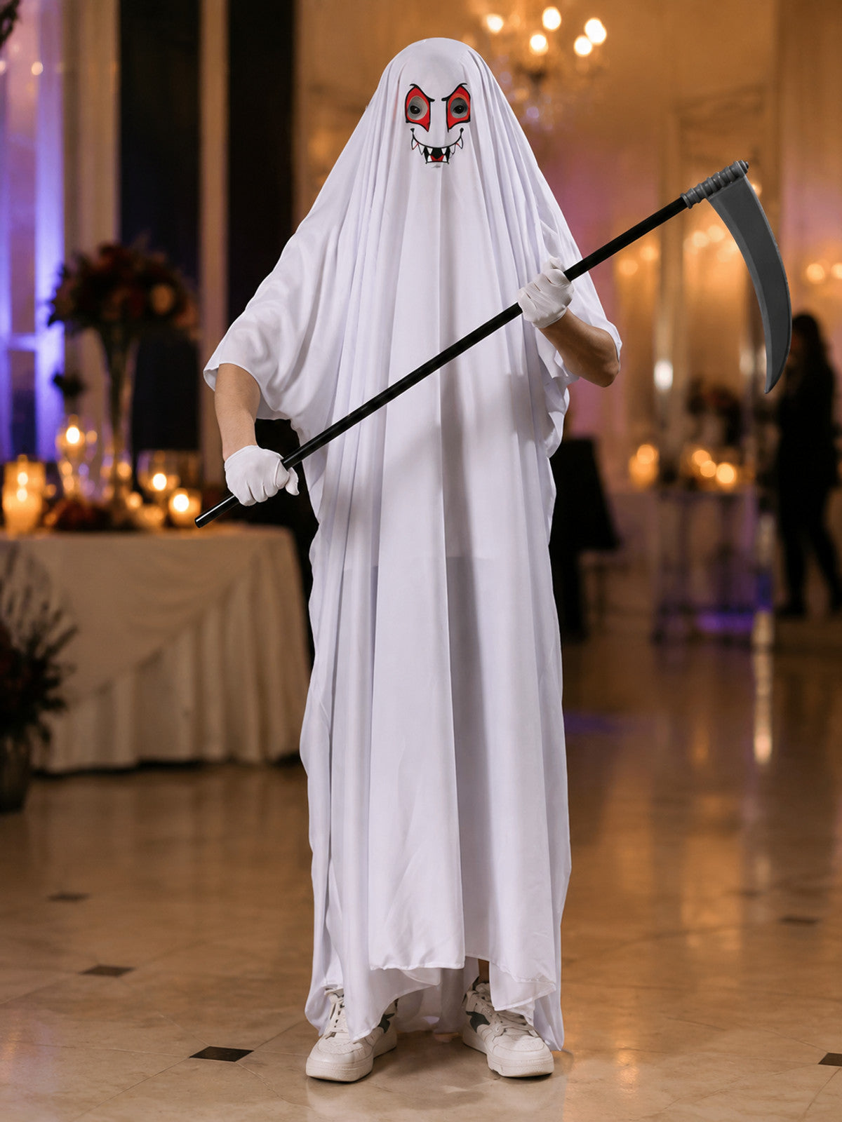 Ghost Costume with Long Cape and Scythe lifestyle view