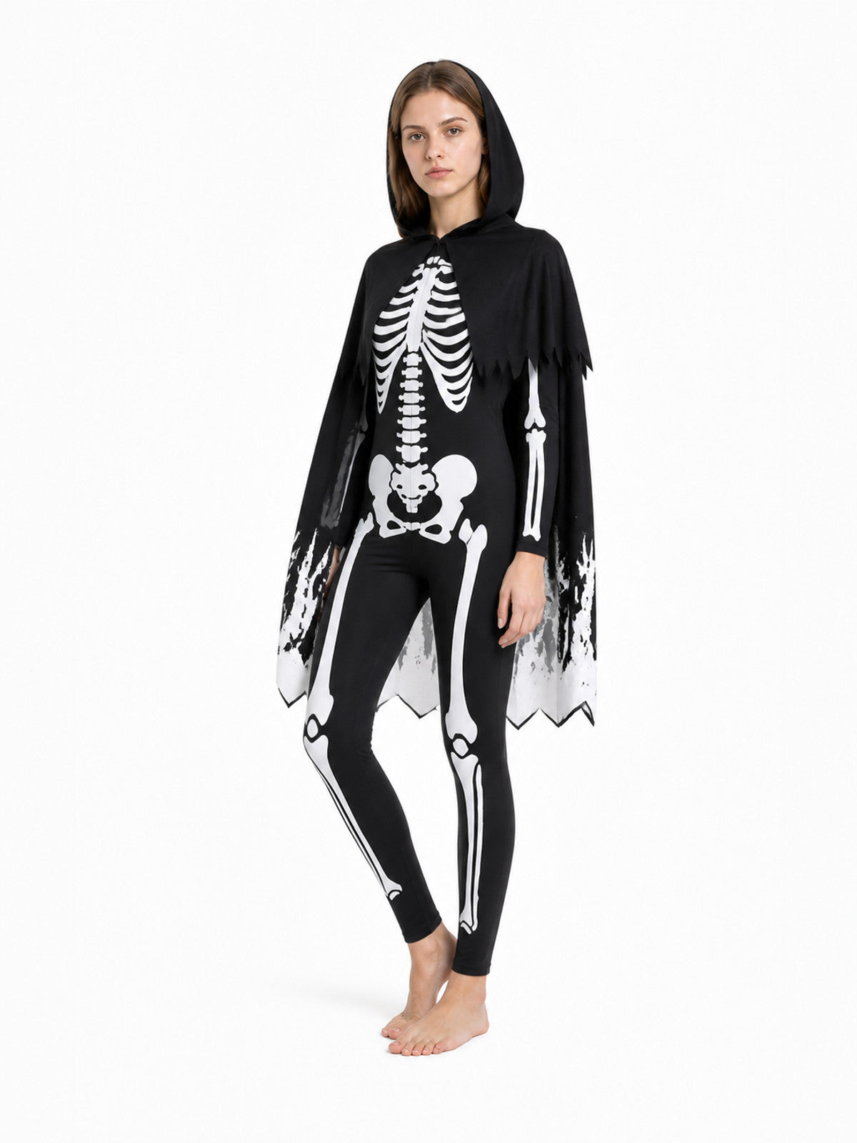 Glowing Skeleton Costume with Hood for Halloween