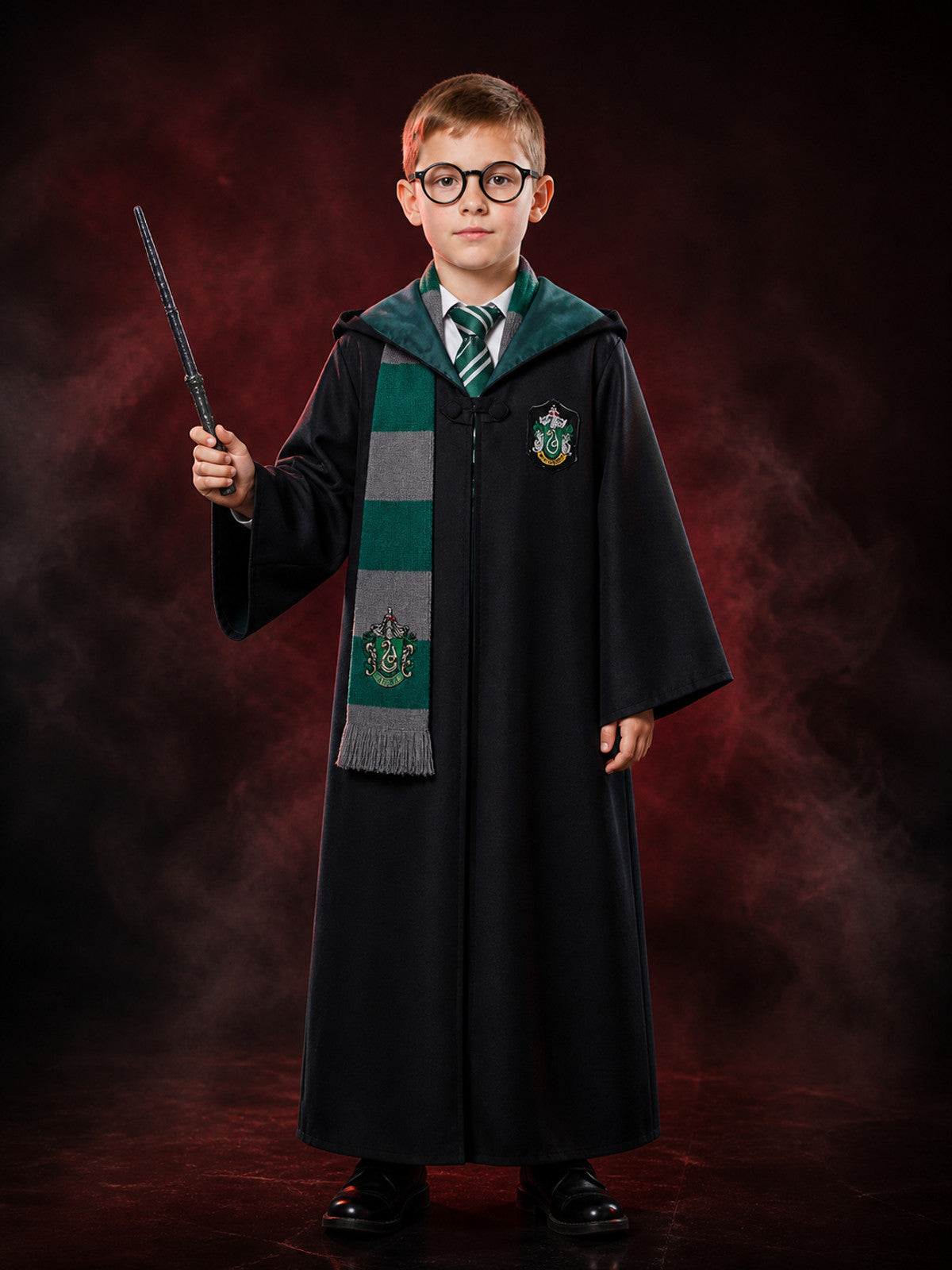Slytherin Wizard Costume with Hood for Cosplay
