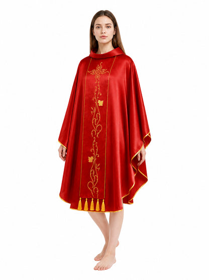 Red Robe with Gold Embroidery and Fringe product detail