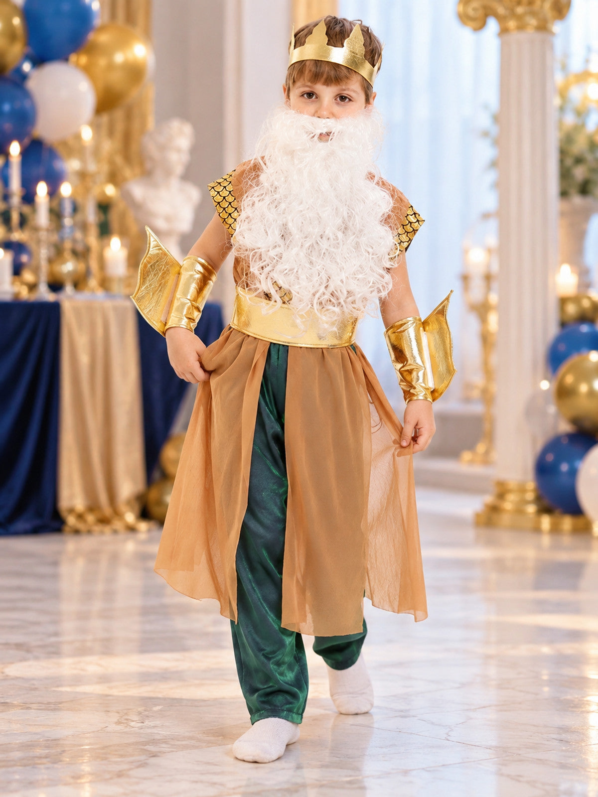 Poseidon Carnival Costume with Crown and Cape