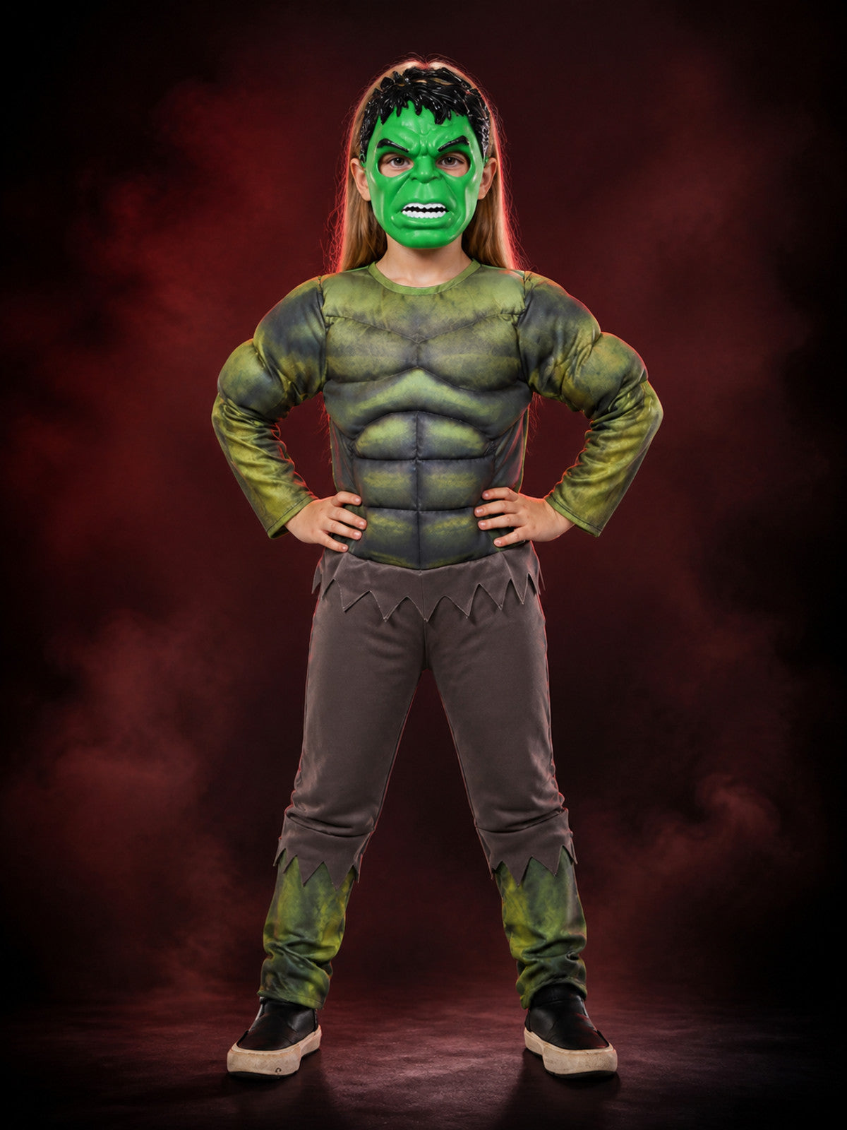 Green Giant Costume Jumpsuit with Mask for Halloween main product view