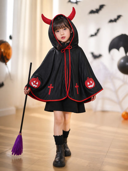 Carnival Cape with Hood and Witch Broom lifestyle view
