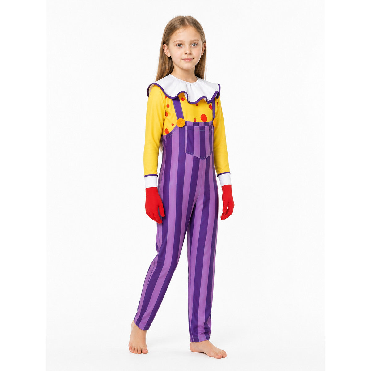 Clown Costume with Striped Jumpsuit and Mask Costume Masks detail