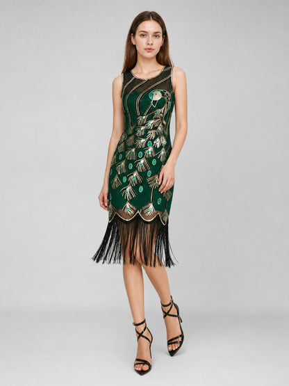 Gatsby-Style Peacock and Fringe Dress Costume Dresses detail