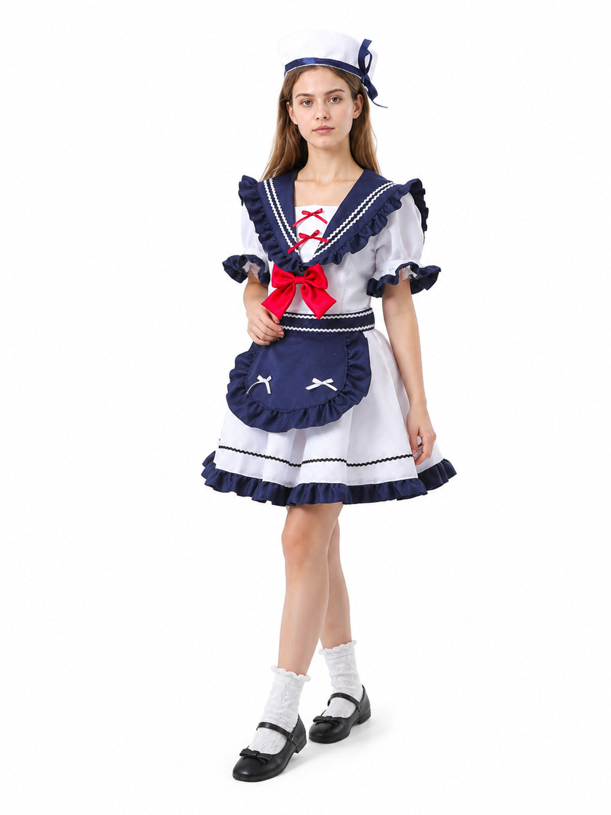 Sailor Uniform with Bows and Ruffles for Cosplay