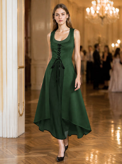 Dark Green Lace-Up Cosplay Dress lifestyle view